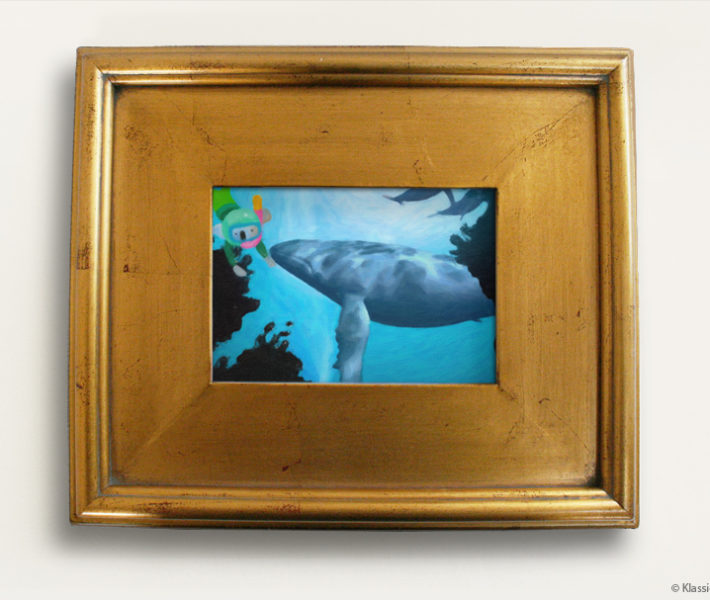 Aqua Koalas Watercolor Painting 8x10 Inches Gold Frame 13