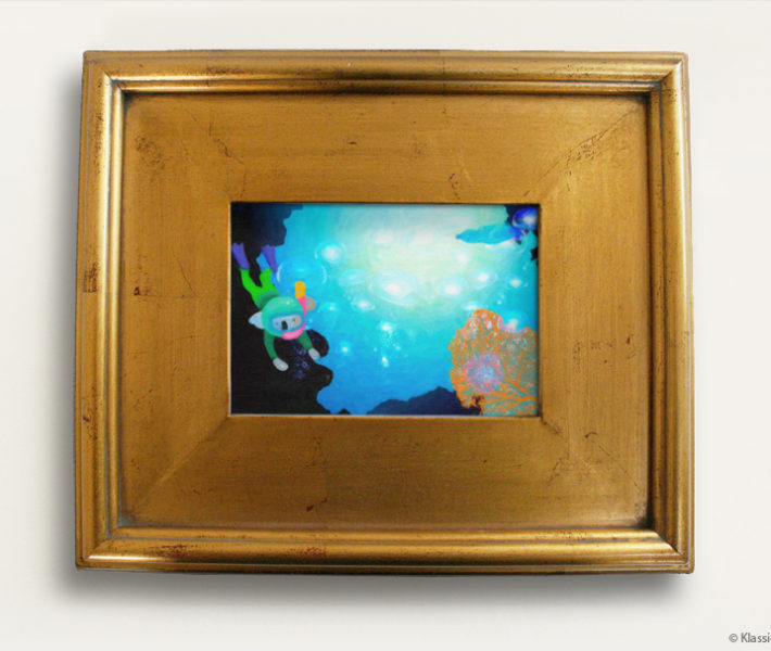 Aqua Koalas Watercolor Painting 8x10 Inches Gold Frame 18