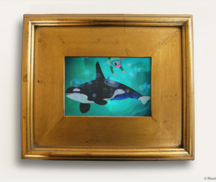 Aqua Koalas Watercolor Painting 8x10 Inches Gold Frame 26