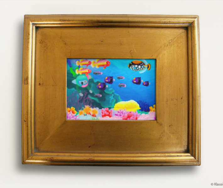 Aqua Koalas Watercolor Painting 8x10 Inches Gold Frame 39