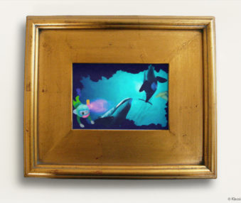 Aqua Koalas Watercolor Painting 8x10 Inches Gold Frame6