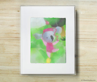 Happy Koalas Watercolor Pastel Painting 8-by-10 Inch Frame 54