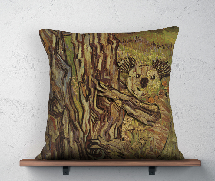 Koala Museum Van Gogh Linen Pillow 22-by-22 Inches