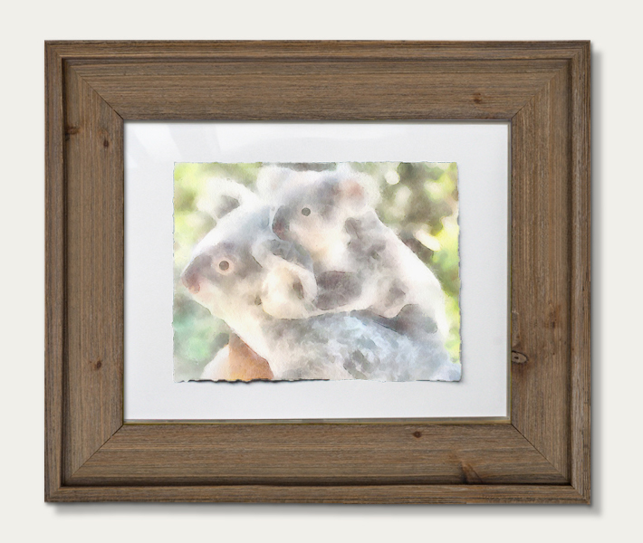 Koala Watercolor Painting 11-by-14 Barnwood Frame H 3