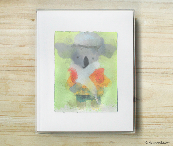 Space Koalas Watercolor Pastel Painting 8-by-10 Inch Frame 25