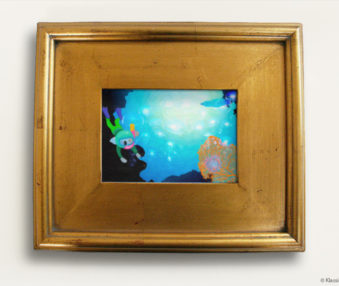 Aqua Koalas Watercolor Painting 8x10 Inches Gold Frame 18