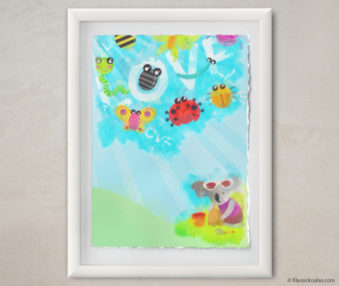 Happy Koalas Watercolor Pastel Painting 12-by-16 Inches White Frame 34