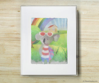 Happy Koalas Watercolor Pastel Painting 8-by-10 Inch Frame 12