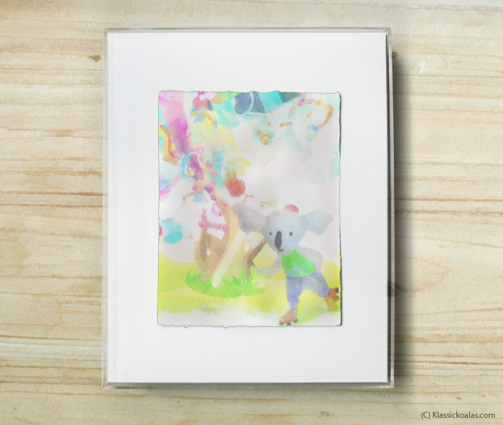 Happy Koalas Watercolor Pastel Painting 8-by-10 Inch Frame 26