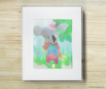Happy Koalas Watercolor Pastel Painting 8-by-10 Inch Frame 34