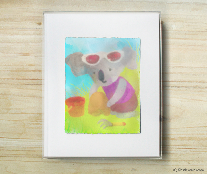Happy Koalas Watercolor Pastel Painting 8-by-10 Inch Frame 41