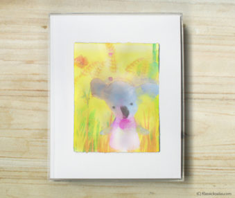 Happy Koalas Watercolor Pastel Painting 8-by-10 Inch Frame 50