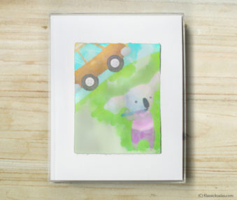 Happy Koalas Watercolor Pastel Painting 8-by-10 Inch Frame 57