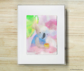 Happy Koalas Watercolor Pastel Painting 8-by-10 Inch Frame 58