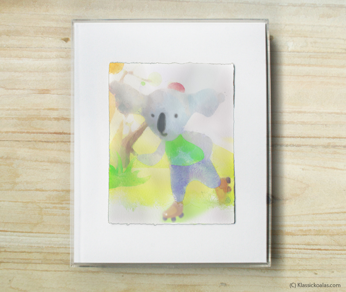 Happy Koalas Watercolor Pastel Painting 8-by-10 Inch Frame 61