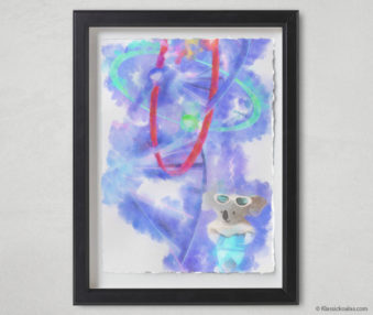 Magic Koalas Watercolor Pastel Painting 12-by-16 Inch Black Frame 39