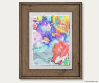 Space Koalas Watercolor Pastel Painting 12-by-16 Inches Barnwood Frame 11