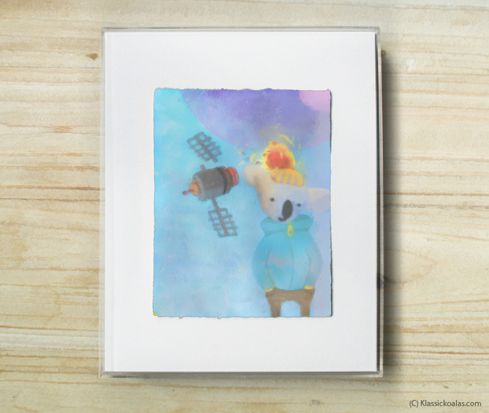 Space Koalas Watercolor Pastel Painting 8-by-10 Inch Frame 1