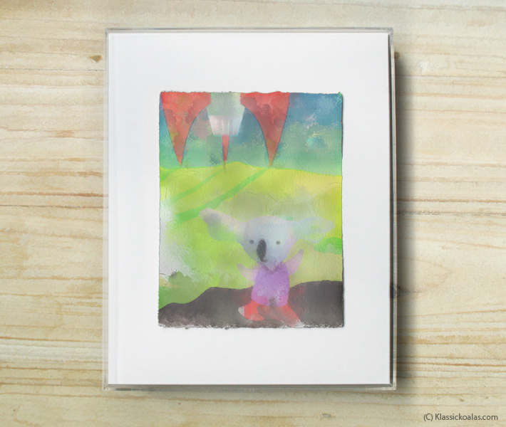 Space Koalas Watercolor Pastel Painting 8-by-10 Inch Frame 2