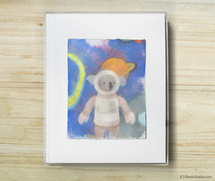 Space Koalas Watercolor Pastel Painting 8-by-10 Inch Frame 21