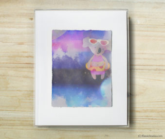 Space Koalas Watercolor Pastel Painting 8-by-10 Inch Frame 27