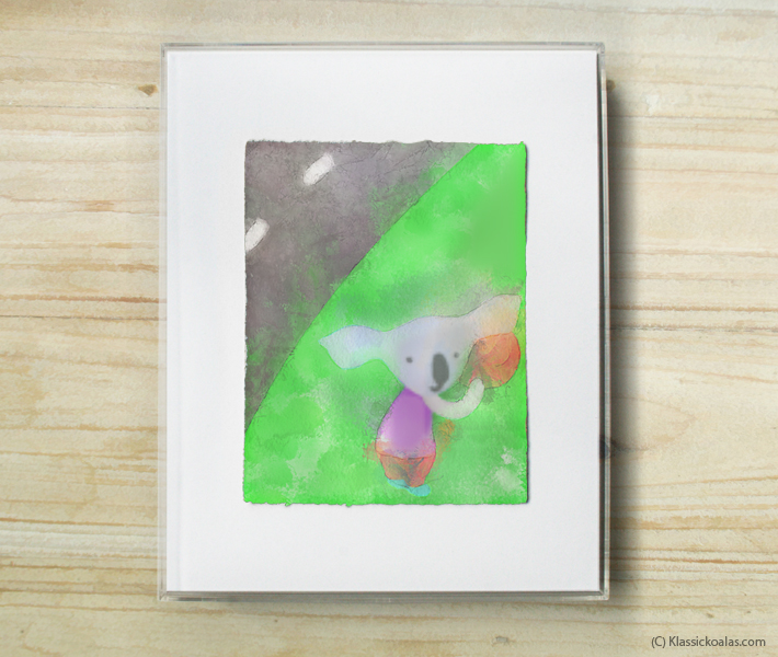 Space Koalas Watercolor Pastel Painting 8-by-10 Inch Frame 45