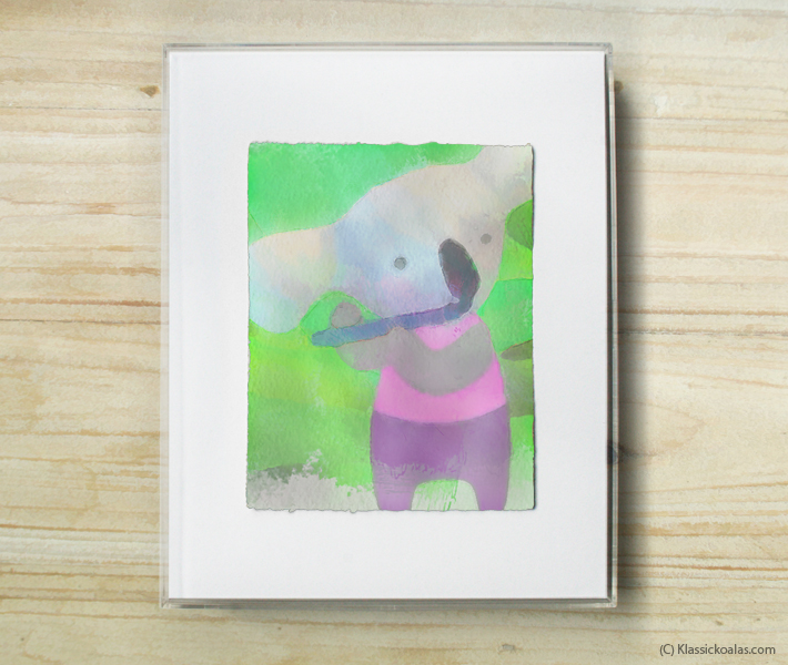 Space Koalas Watercolor Pastel Painting 8-by-10 Inch Frame 51