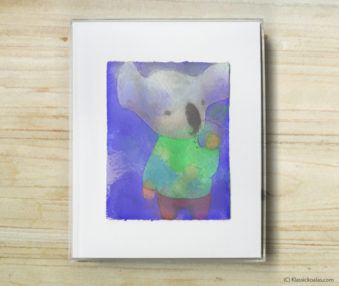 Space Koalas Watercolor Pastel Painting 8-by-10 Inch Frame 53