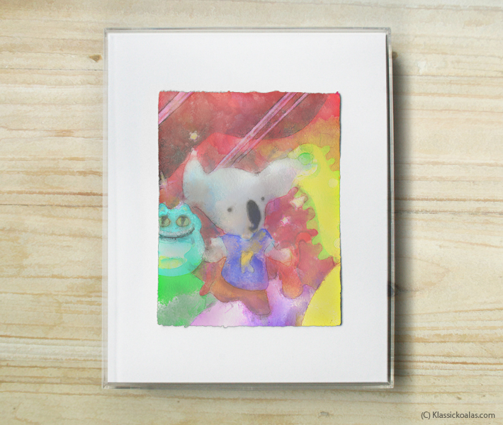 Space Koalas Watercolor Pastel Painting 8-by-10 Inch Frame 56